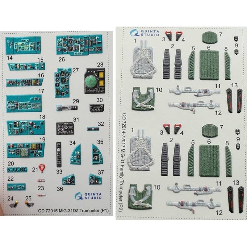1/72 MiG-31DZ 3D-Printed & Coloured Interior On Decal Paper (for Trumpeter kit)