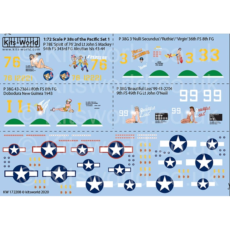 1/72 P-38 Lightning's of the Pacific (Late War) Set Two