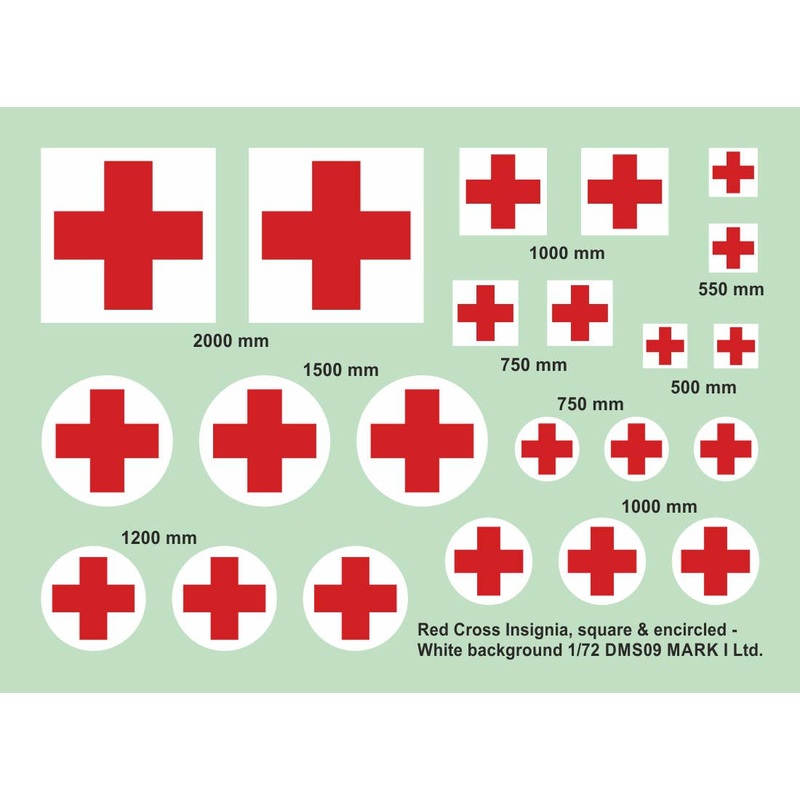 1/72 Red Cross Insignia, square & encircled - White background, 2 sets