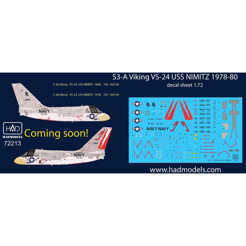 1/72 S-3A Viking USS Nimitz with Full Stencil