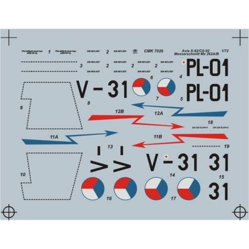 1/72 S-92/CS-92 Decals (Czechoslovakian Me 262A/B)