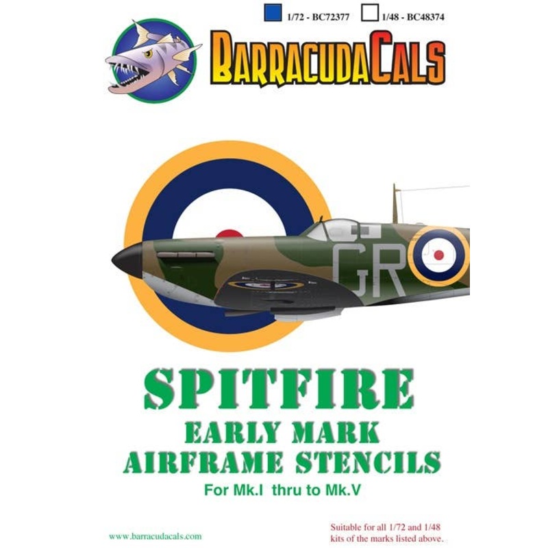 1/72 Spitfire Early Mark Airframe Stencils