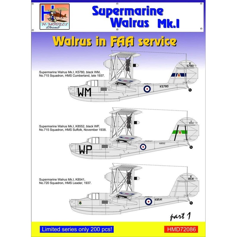 1/72 Supermarine Walrus Mk.I Part 1 in FAA Service