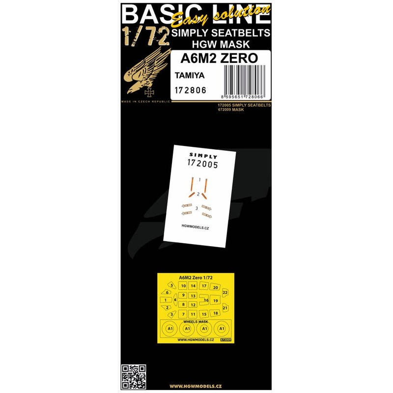 1/72 A6M2 Zero 3D Decal seatbelt w/paint mask (BASIC LINE: seatbelts + masks / for Tamiya)