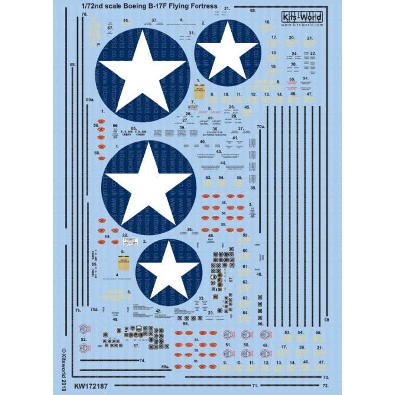 1/72 Boeing B-17F Decal Sheet
