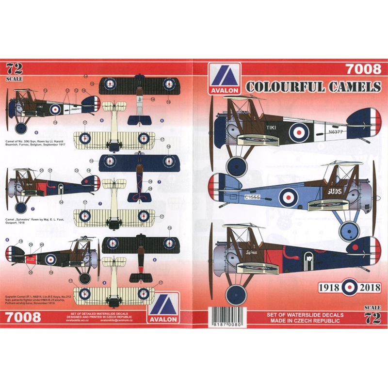 1/72 Colourful Sopwith Camels Decals