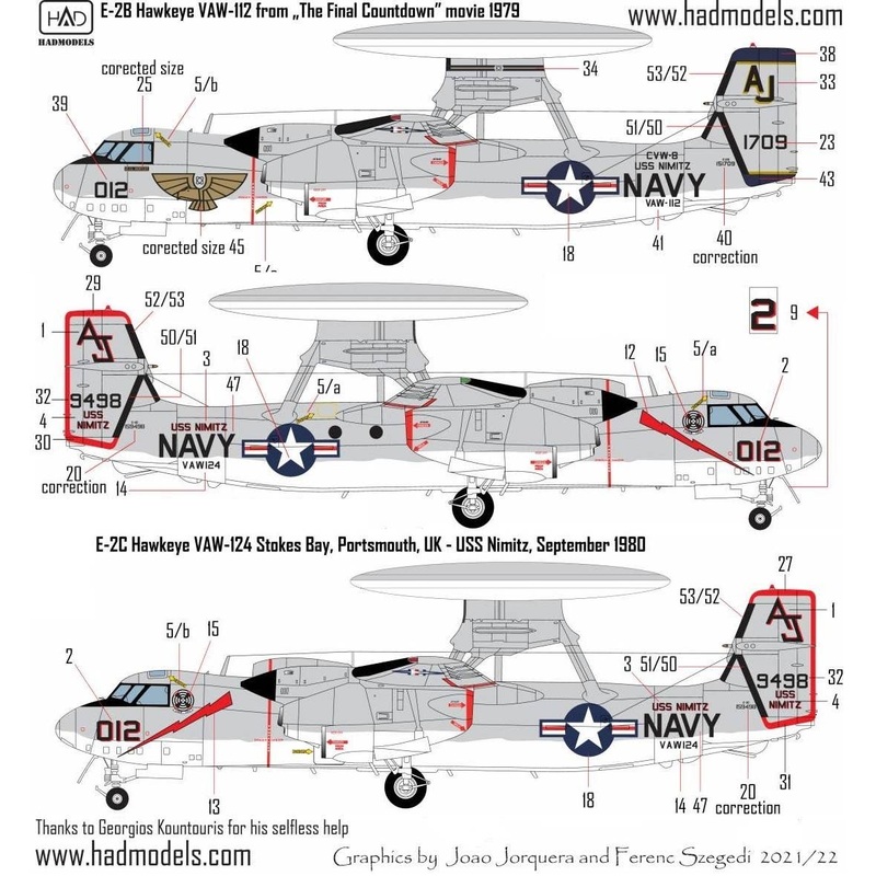 1/72 E-2C/B Hawkeye The Final Countdown collection decal sheet
