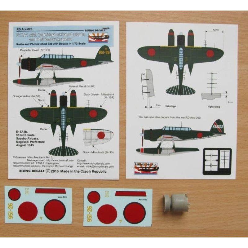 1/72 E13A1, 951st Kokutai, Resin Cowl w/ Individual Exhaust & H-6 Radar Antenna