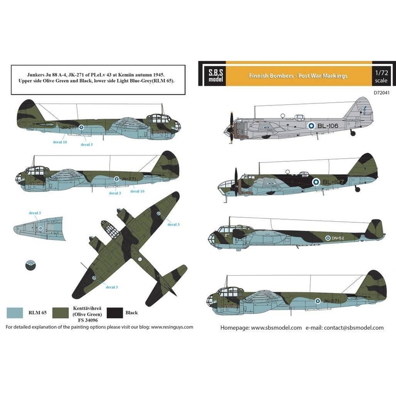 1/72 Finnish Bombers - Post War Markings