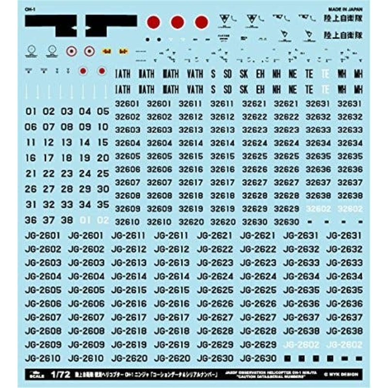 1/72 JGSDF Observation Helicopter OH-1 Ninja Caution Data & Serial Numbers