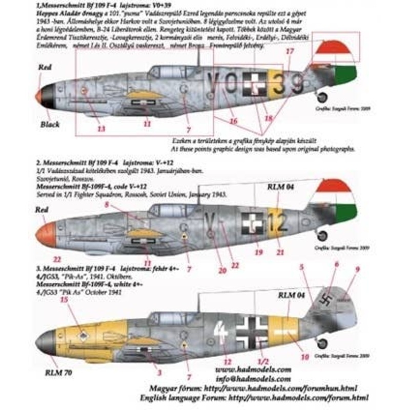 1/72 Messershmitt Bf 109 F-4/b Decal Sheet