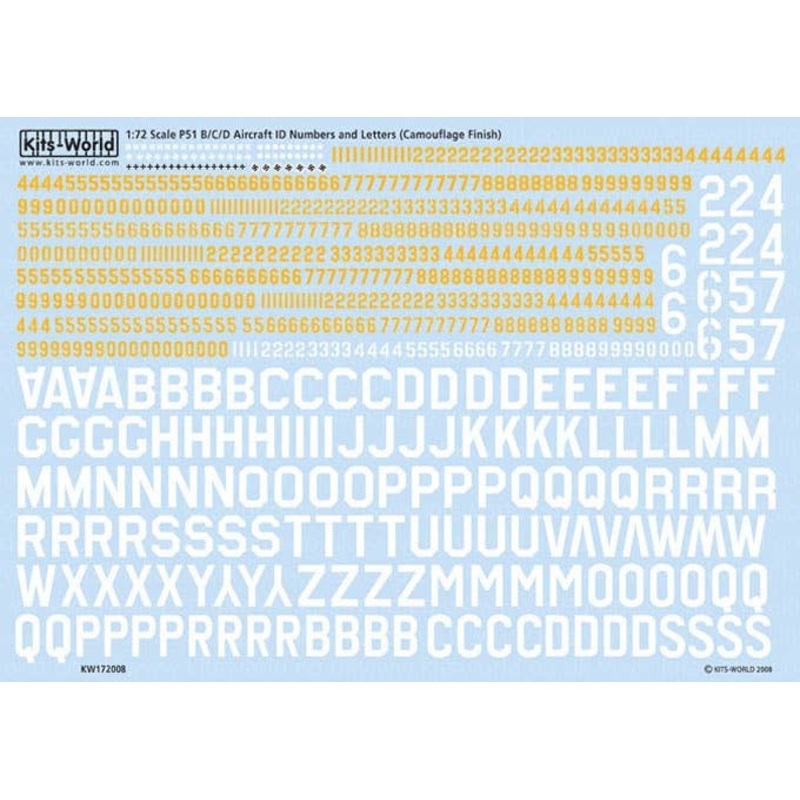 1/72 P51 B/C/D Mustang Aircraft ID Numbers Letters inc "Kill" Symbols Camouflage Finish