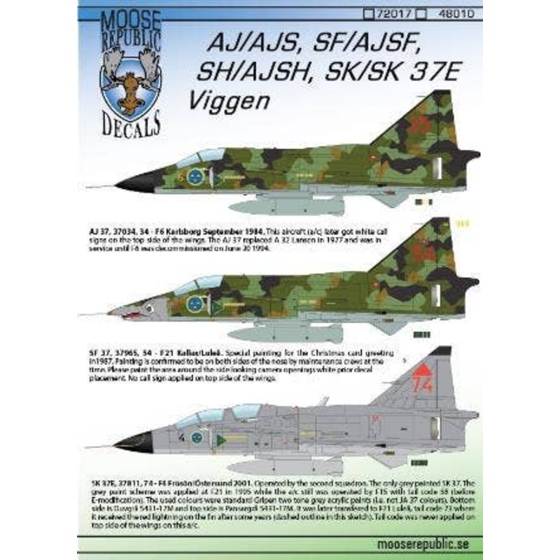 1/72 Saab Viggen AJ/AJS, SF/AJSF, SH/AJSH, SK/SK 37E
