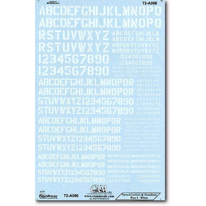 1/72 Stencil Letters & Numbers White