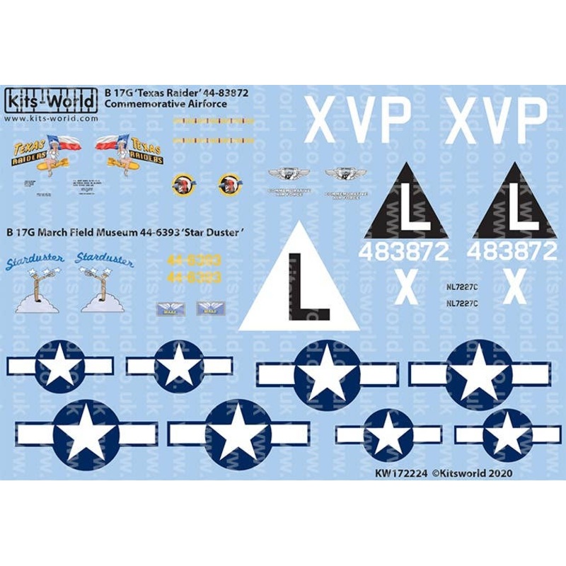 1/72 WW.II US Forces B-17G Flying Fortress Decal Set 2