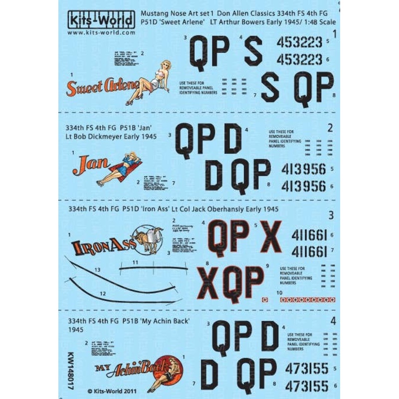 1/48 American Nose Art P51B/D Mustang Decal Sheet
