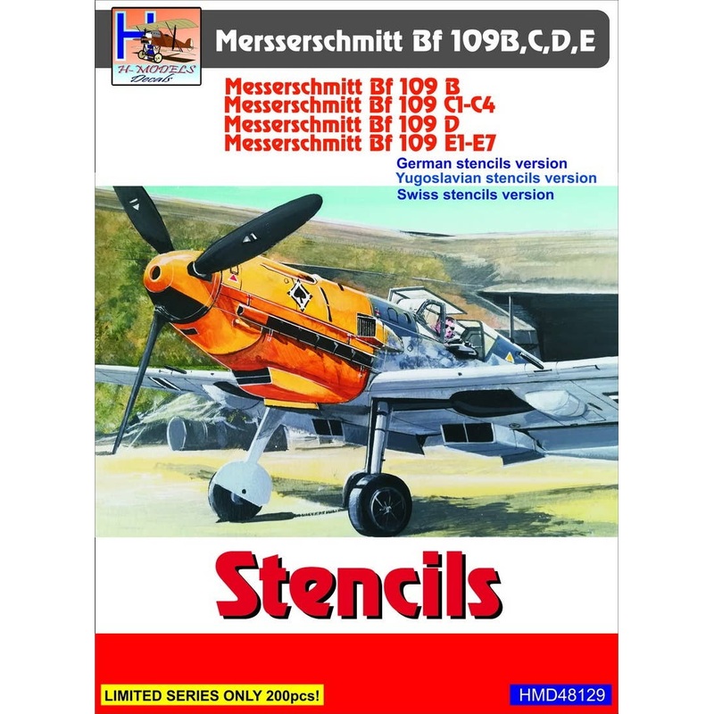 1/48 Bf 109B/C/D/E Stencils (Incl. Yugoslav + Swiss Variant)