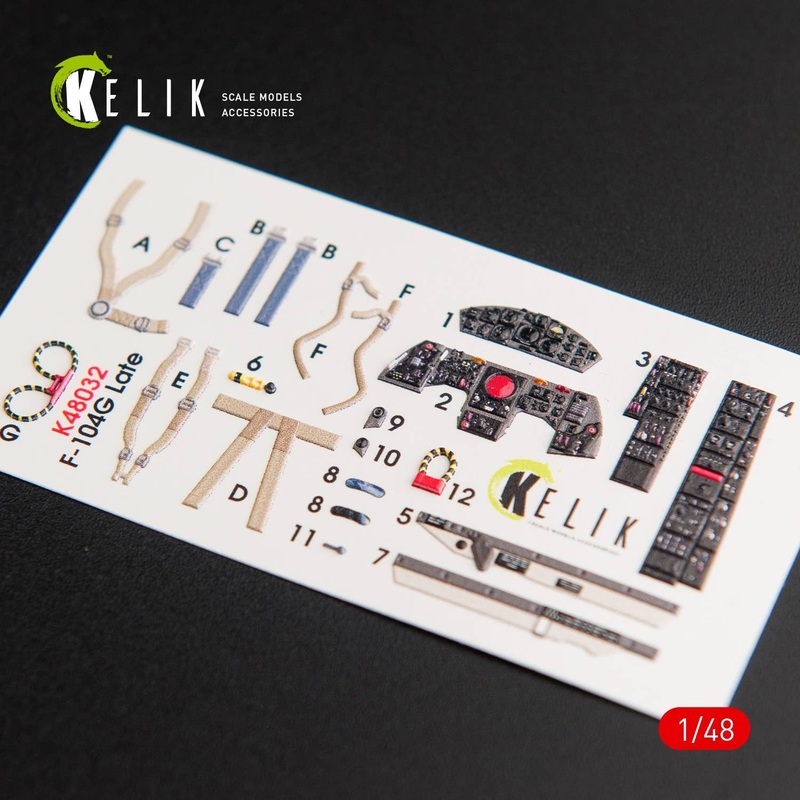 1/48 F-104G Starfighter late type interior 3D decals for Hasegawa kit