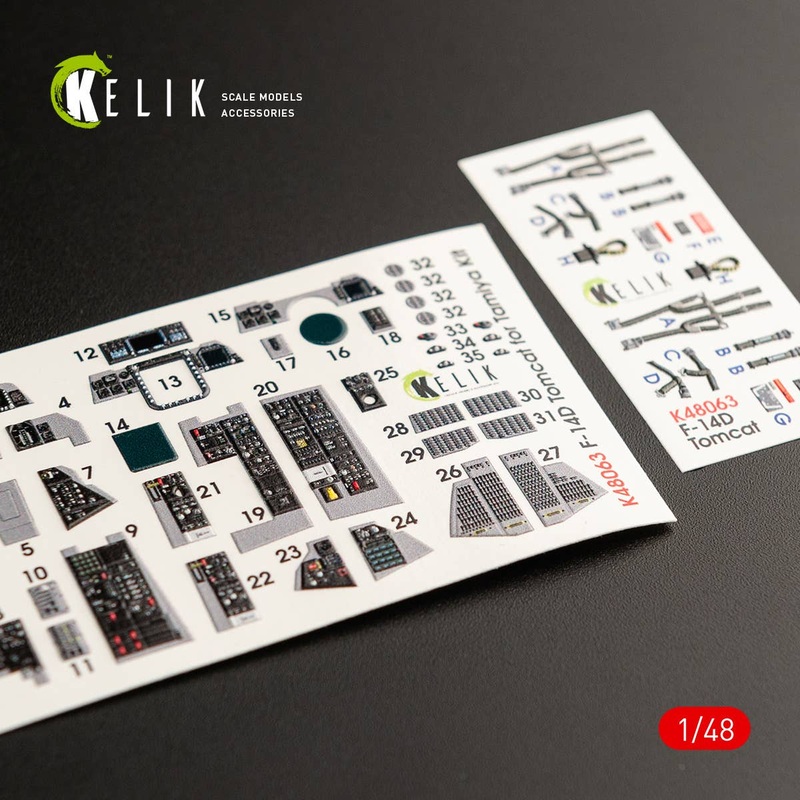 1/48 F-14D Tomcat interior 3D decals for Tamiya kit