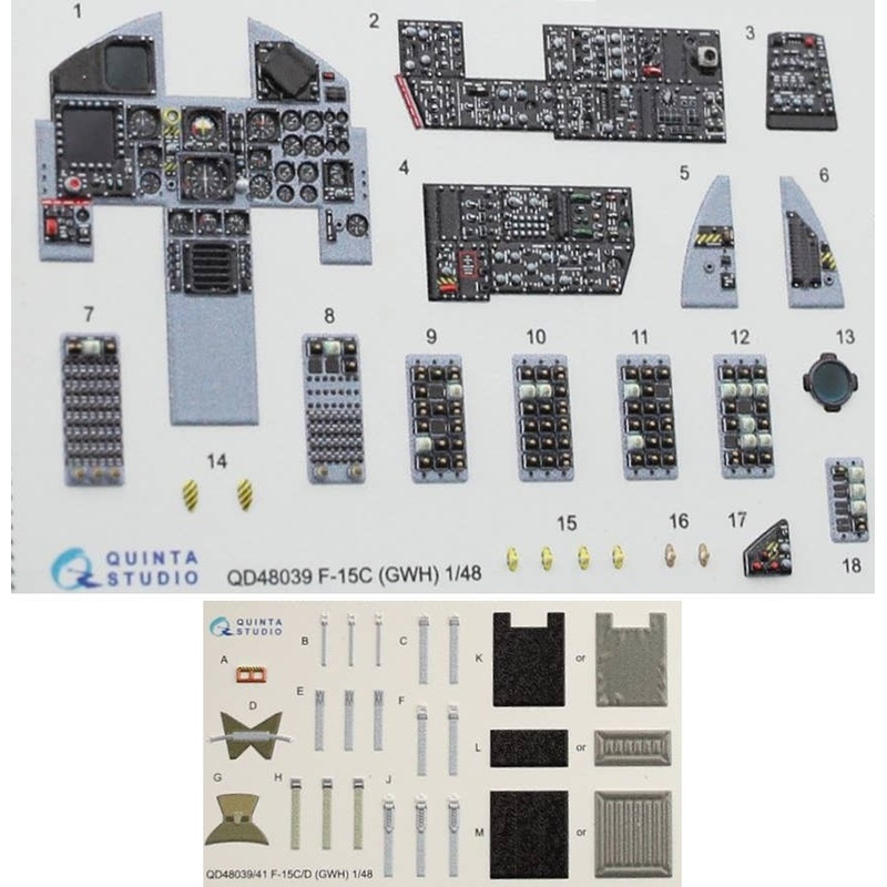 1/48 F-15C 3D-Printed & Coloured Interior On Decal Paper (for GWH kit)