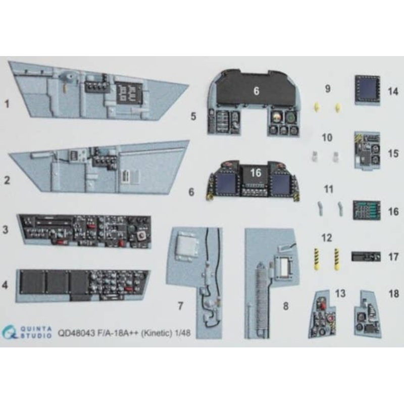 1/48 F/A-18A++ 3D-Printed & Coloured Interior On Decal Paper (for Kinetic kit)