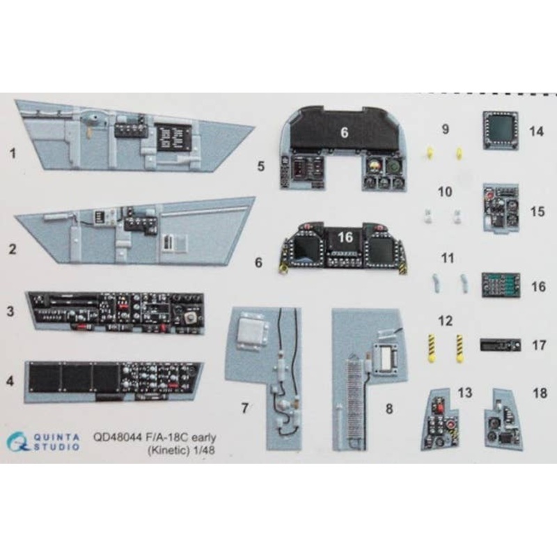 1/48 F/A-18C (Early) 3D Printed and Colored Interior Decals (for Kinetic kit)