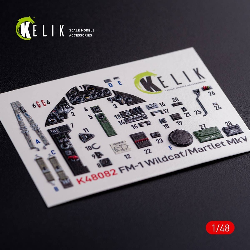1/48 FM-1 Wildcat/Martlet Mk.V interior 3D decals for Tamiya kit