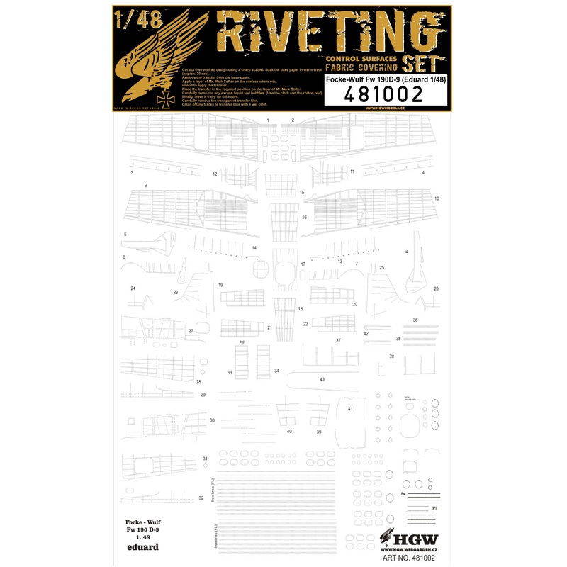1/48 Fw 190D-9 Super Riveting Set (for Eduard)