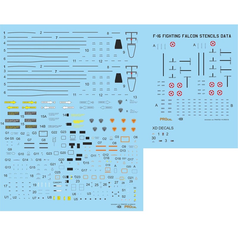1/48 Greek Air Force F-16 Fighting Falcon Stencil Data