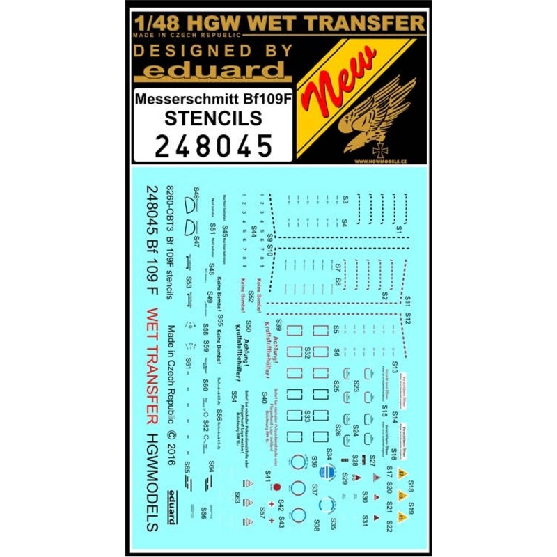 1/48 Messerschmitt Bf 109F Stencils (for Eduard)