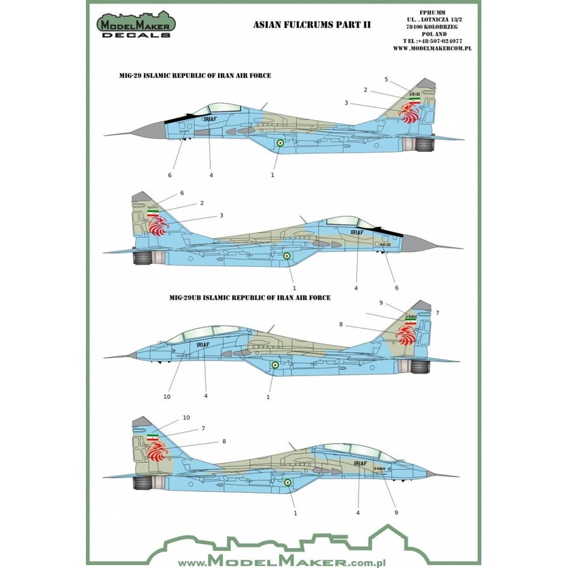 1/48 MiG-29 Asia Fulcrum Part2 Iran Yemen Syria Decal 5pcs w/Resin Refuelling Probe