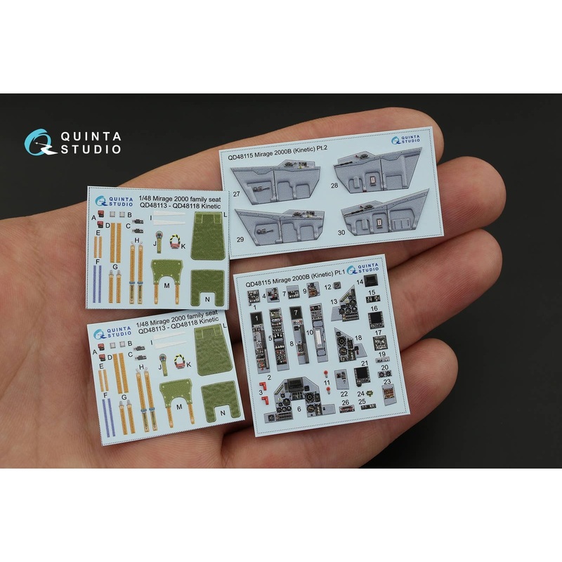 1/48 Mirage 2000B 3D-Printed & coloured Interior on decal paper for Kinetic  kit