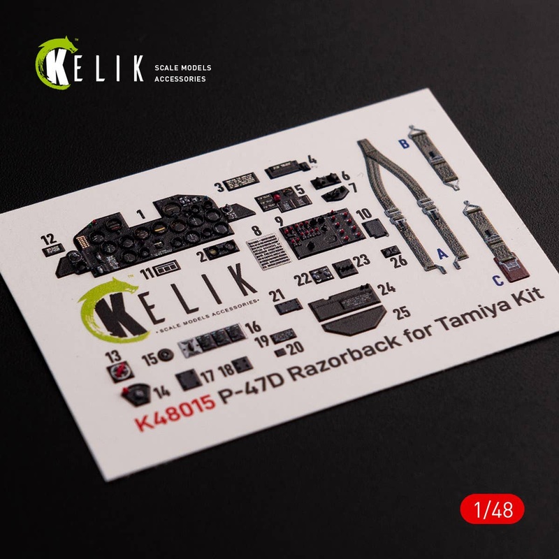 1/48 P-47D  Razorback  interior 3D decals for Tamiya kit