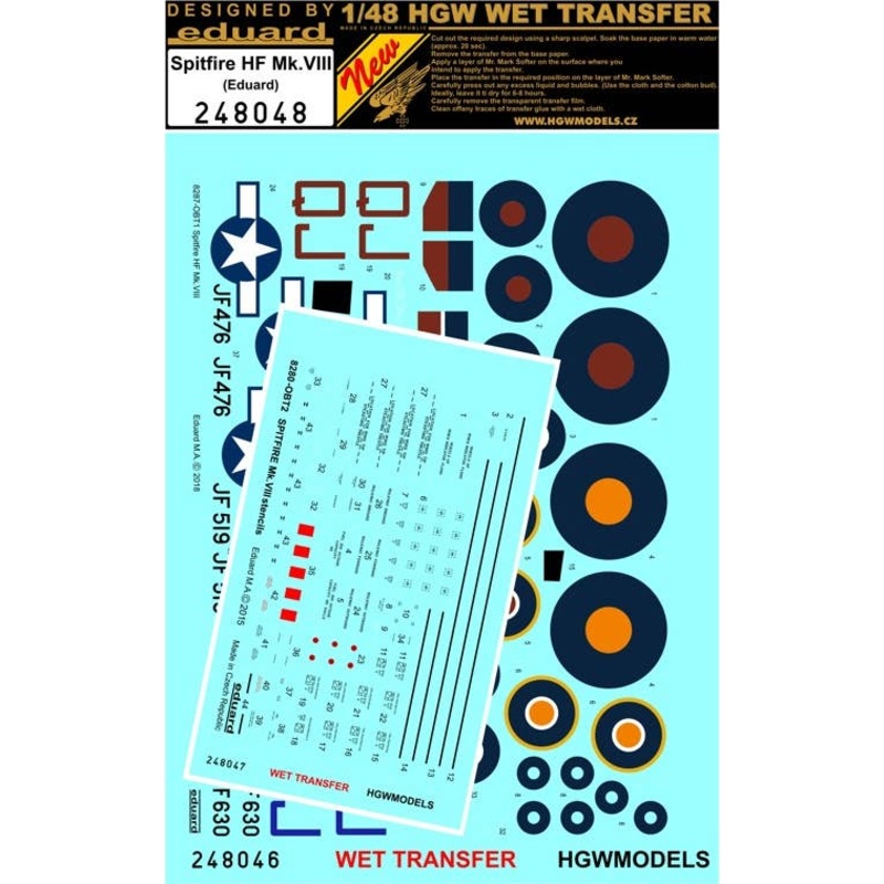 1/48 Spitfire HF Mk. VIII Stencils & Markings (for Eduard)