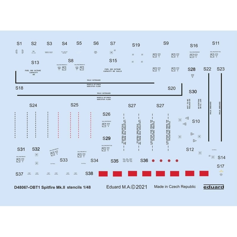 1/48 Spitfire Mk.II Stencils (for Eduard)