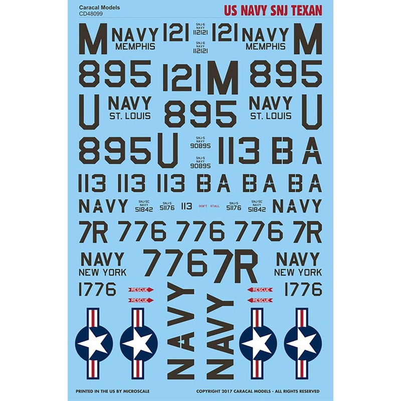 1/48 US Navy SNJ Texan Decal Set