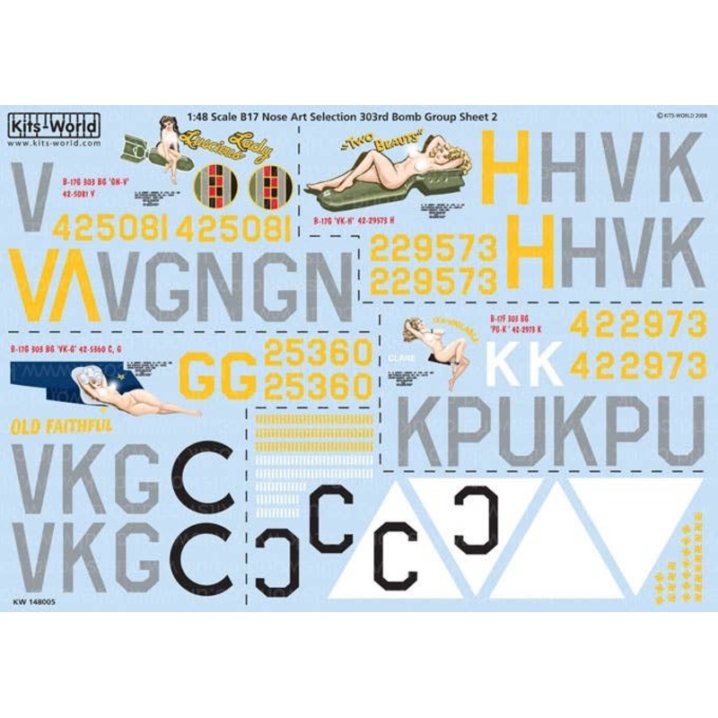 1/48 B17 F/G Flying Fortress Decal Sheet