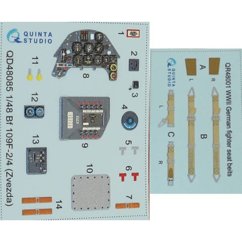 1/48 Bf 109F-2/F-4 3D-Printed & Coloured Interior on Decal Paper (for Zvezda kit)