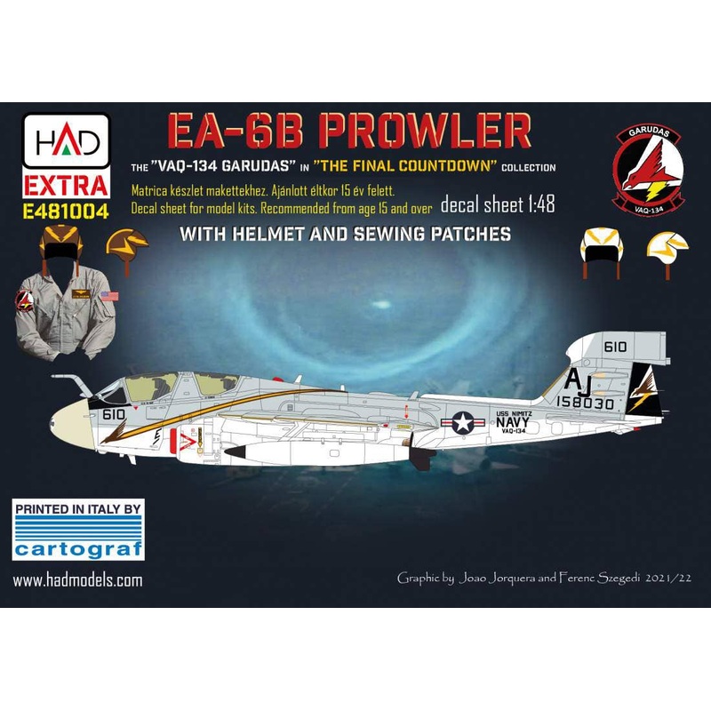 1/48 EA-6B Prowler VAQ-134 GARUDAS decal w/helmet and patch decals
