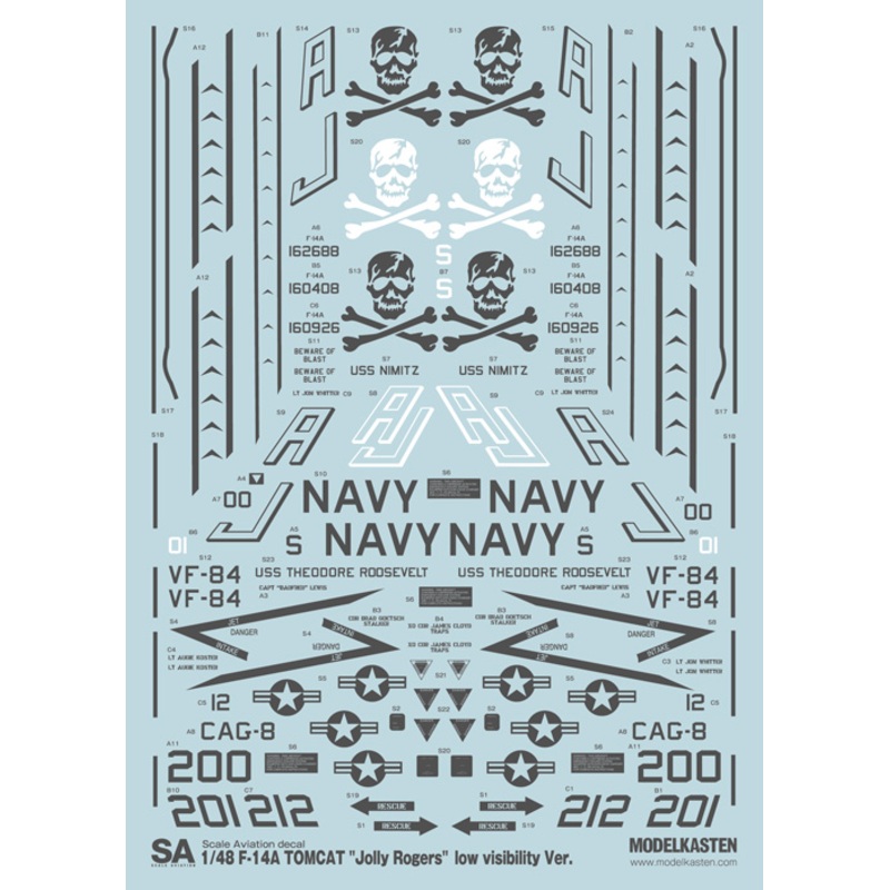 1/48 F-14 A Tomcat Decal "Jolly Rogers" Low Visibility Ver.