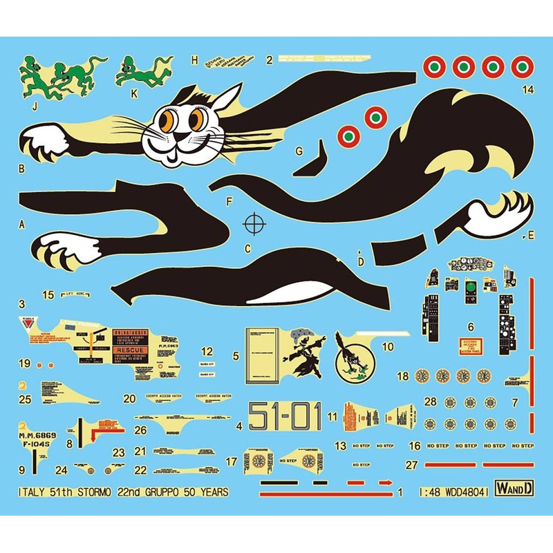 1/48 Italian Air Force 51st Air Force 22nd Group 50th Anniversary Paint Decal