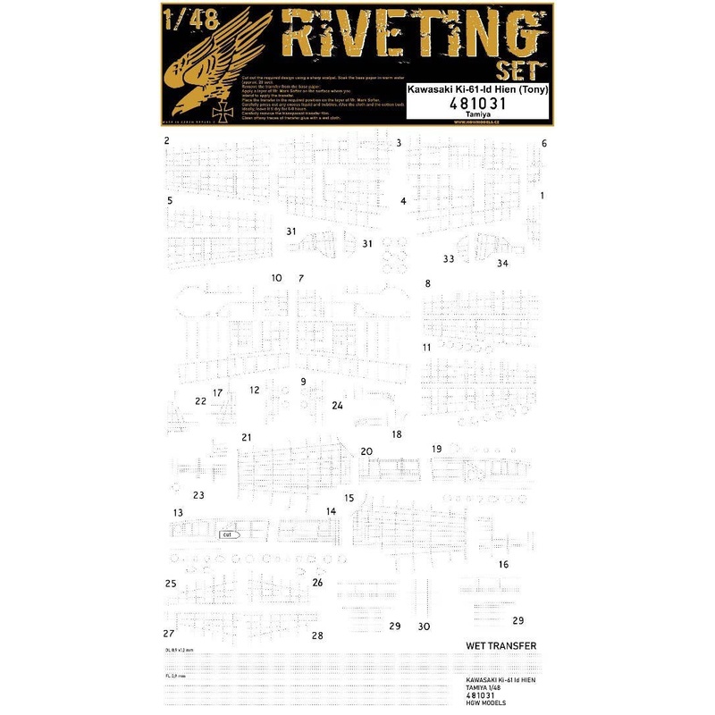 1/48 KI-61-ID Hien (Tony) Riveting Set (for Tamiya)