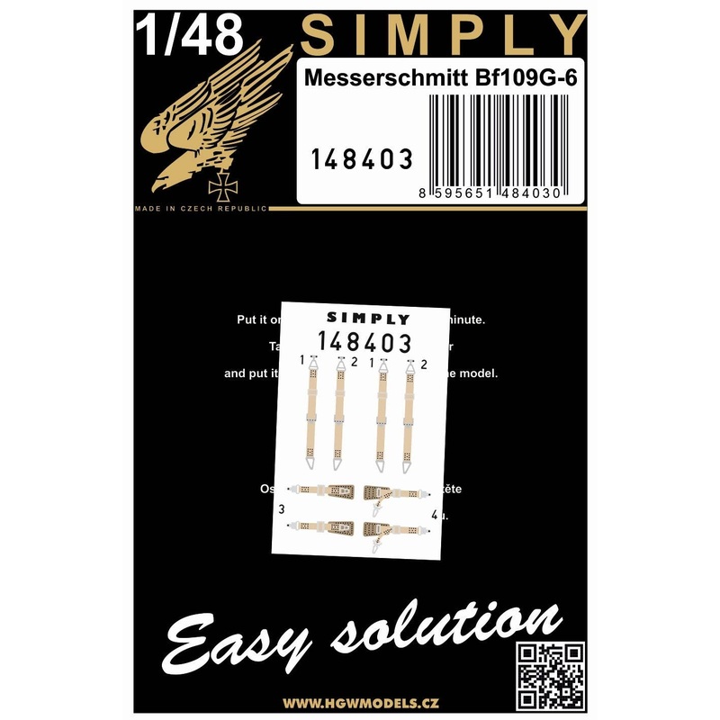 1/48 Messerschmitt Bf109G-6 3D Decals Seatbelts