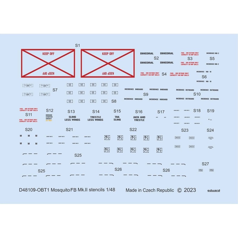 1/48 Mosquito FB. Mk.II stencils for Tamiya
