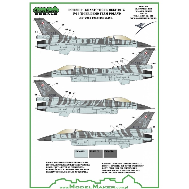 1/48 Polish F-16C NATO Tiger Meet 2015 F-16 Tiger Demo Team Poland Decals