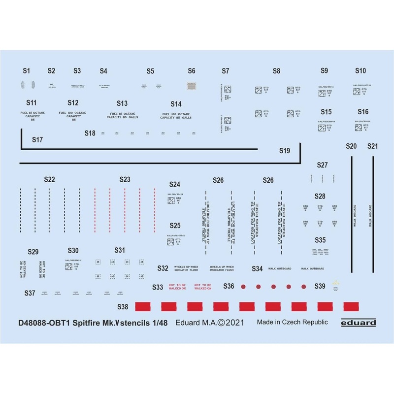 1/48 Spitfire Mk.V stencils for Eduard