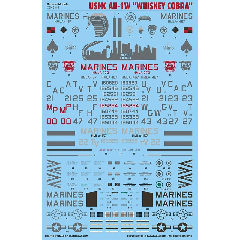 1/48 US Marine Corps AH-1W Whiskey Cobra Decal