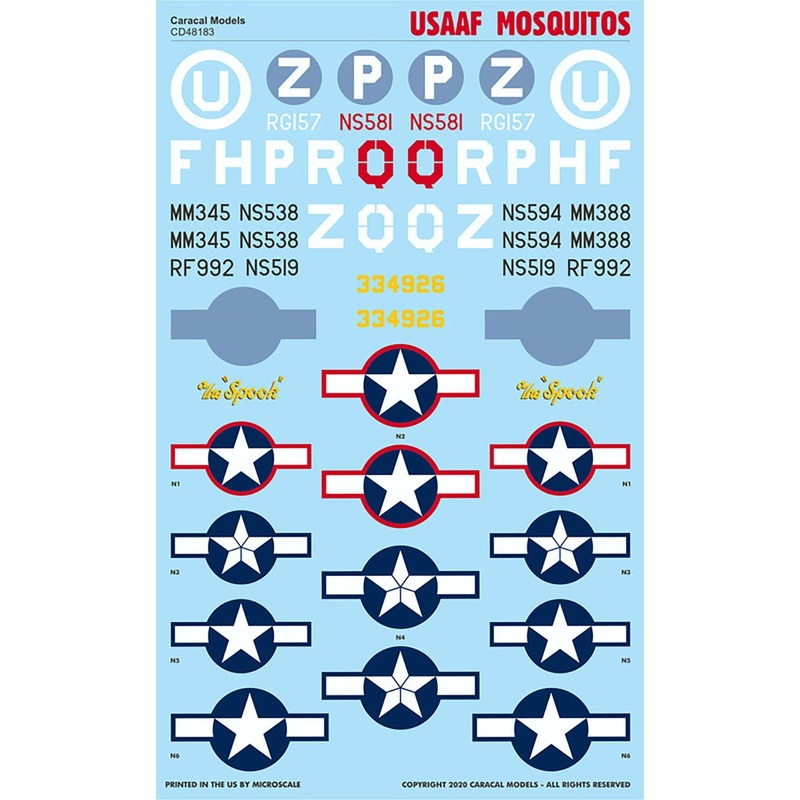 1/48 WW.II US Army Mosquito Decal