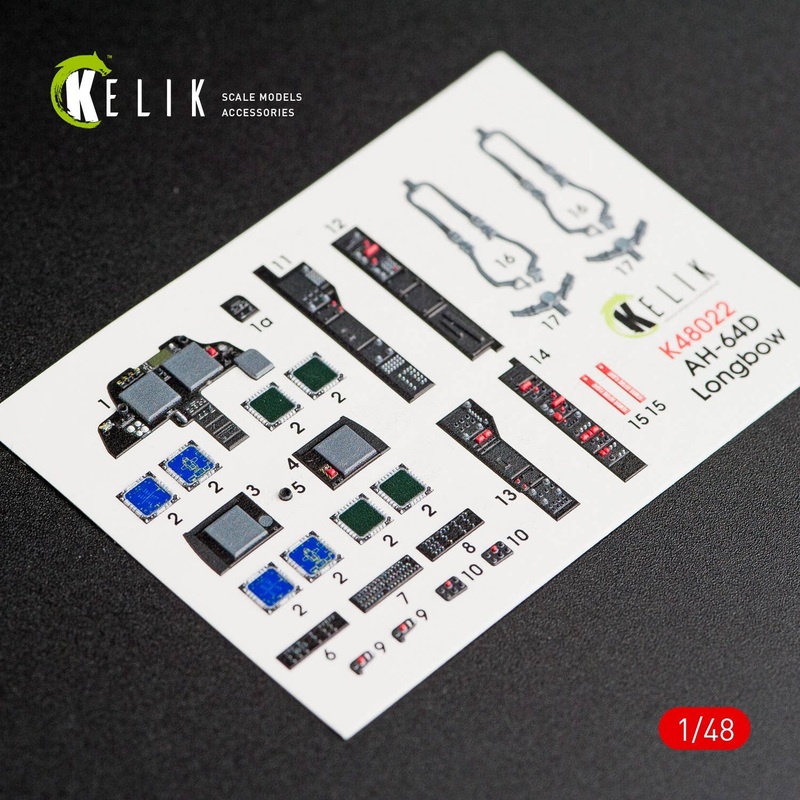 1/48 AH-64D "Apache longbow" interior 3D decals for Academy kit