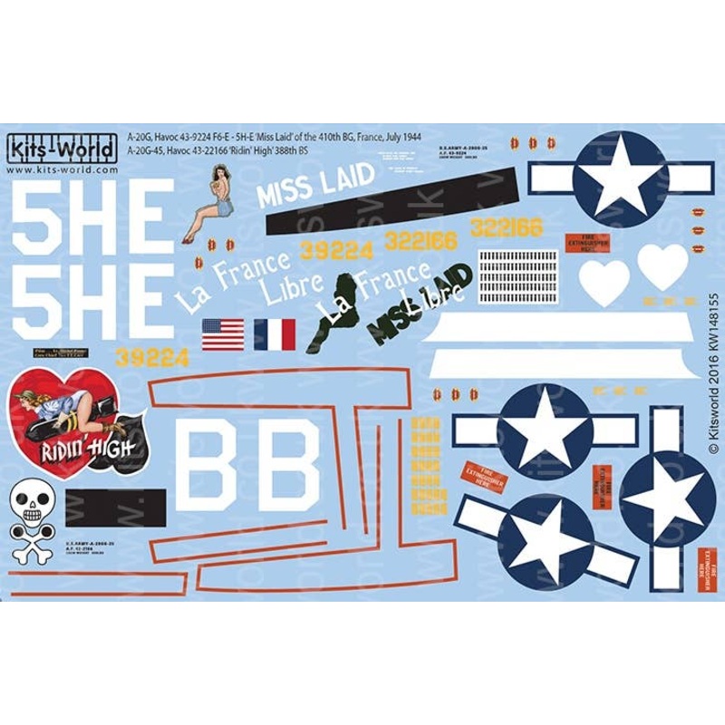 1/48 Douglas A-20 Havocs Decal Sheet